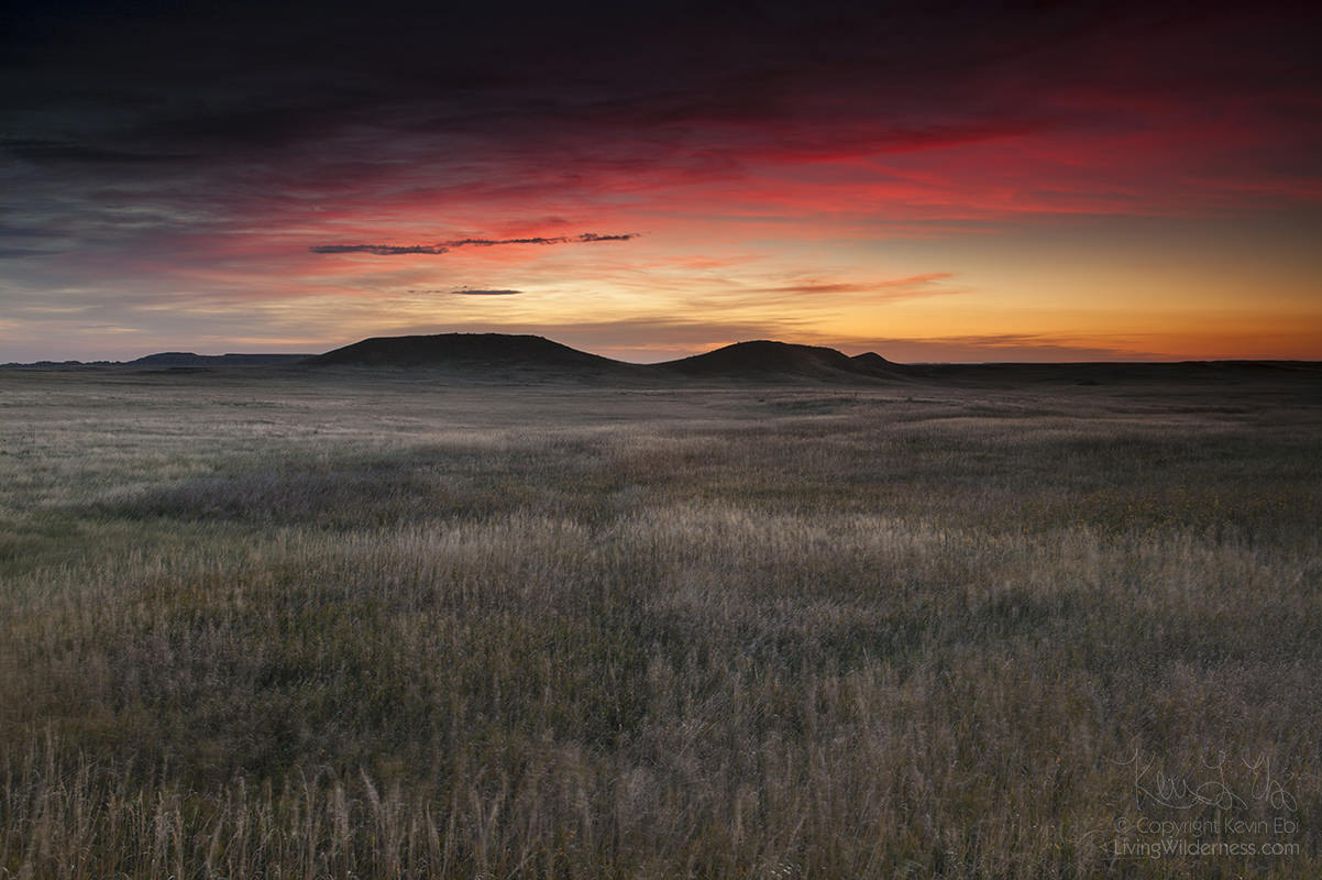 Sunrise over Prairie, Badlands, South Dakota