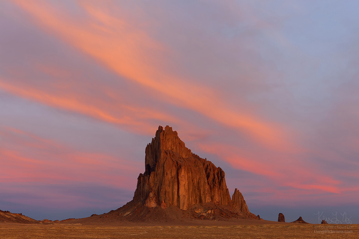 Sunrise, Shiprock and Cirrus Clouds, New Mexico